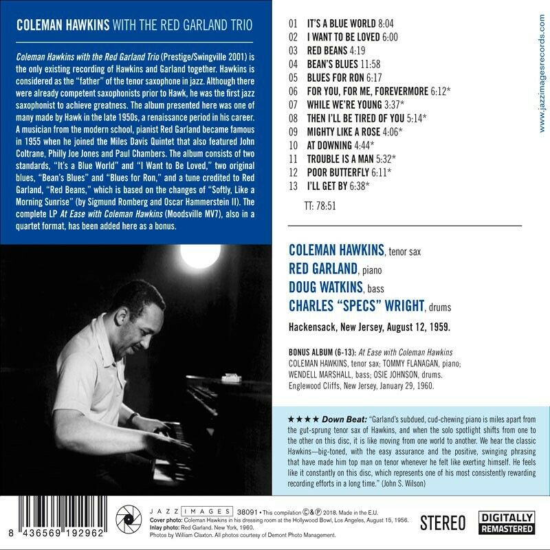 Coleman Hawkins - Coleman Hawkins With The Red Garland Trio / At Ease (NEW CD)