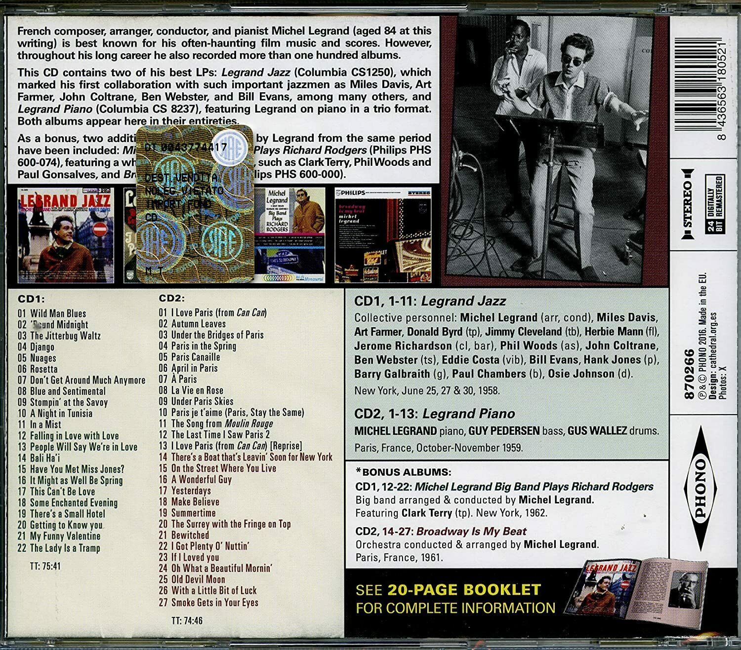 Michel Legrand - Legrand Jazz + Legrand Piano CD