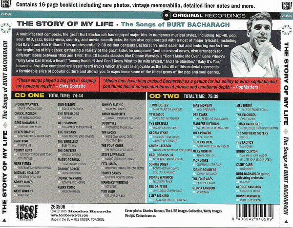 Burt Bacharach ‎– The Songs Of Burt Bacharach - The Story Of My Life CD