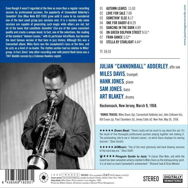 CANNONBALL ADDERLEY & MILES DAVIS: SOMETHIN' ELSE -BONUS TR [NEW CD]