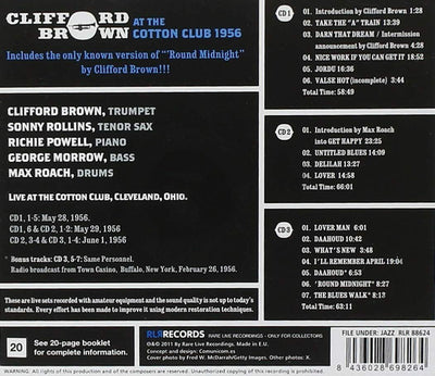 CLIFFORD BROWN - At Cotton Club 1956 - 3CD