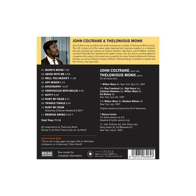 John Coltrane, Thelonious Monk - Complete Studio Master Takes (NEW CD)