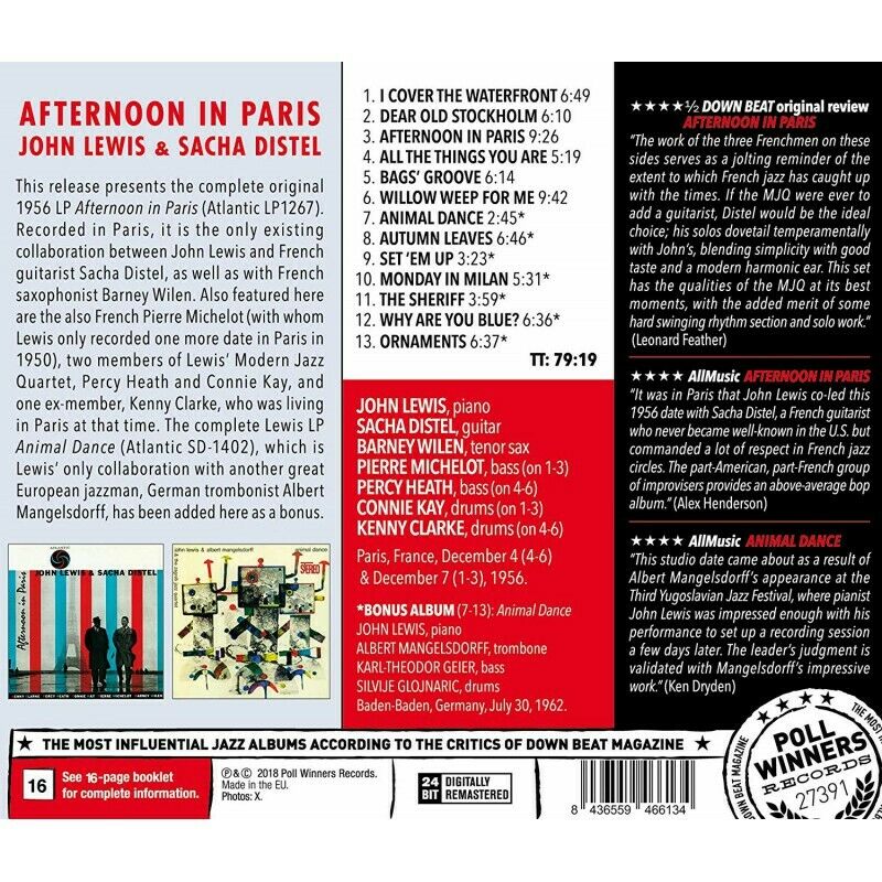 JOHN LEWIS & SACHA DISTE: AFTERNOON IN PARIS/  ANIMAL DANCE [NEW CD]