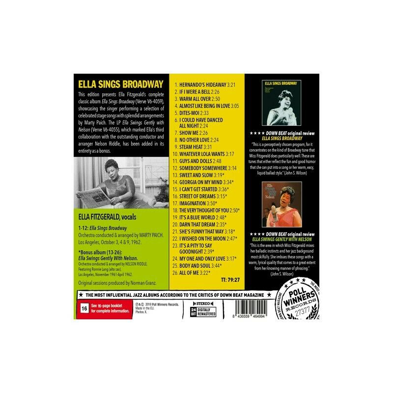 Ella Fitzgerald - Ella Sings Broadway/.. [NEW CD]