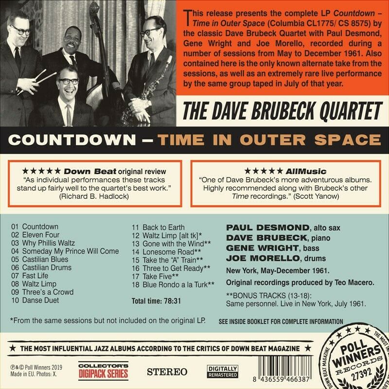 Dave Brubeck Quartet - Countdown Time In Outer Space [New CD] Ltd Ed, Digipack