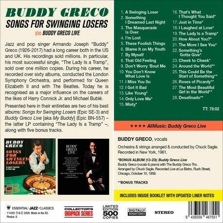 Buddy Greco - Songs For Swinging Losers / Buddy Greco Live [Limited Di