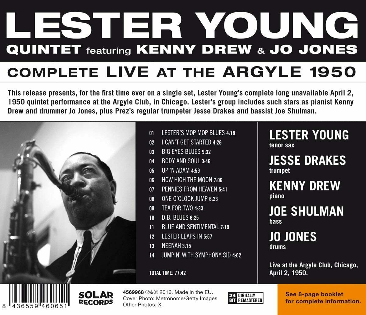 Lester Young Quintet - Complete Live At The Argyle 1950 SEALED NEW CD
