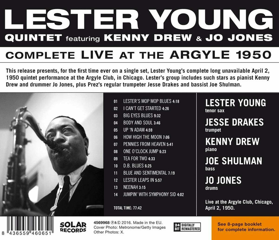 Lester Young Quintet - Complete Live At The Argyle 1950 SEALED NEW CD