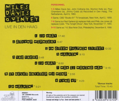 MILES QUINTET DAVIS - Live In Den Haag - CD