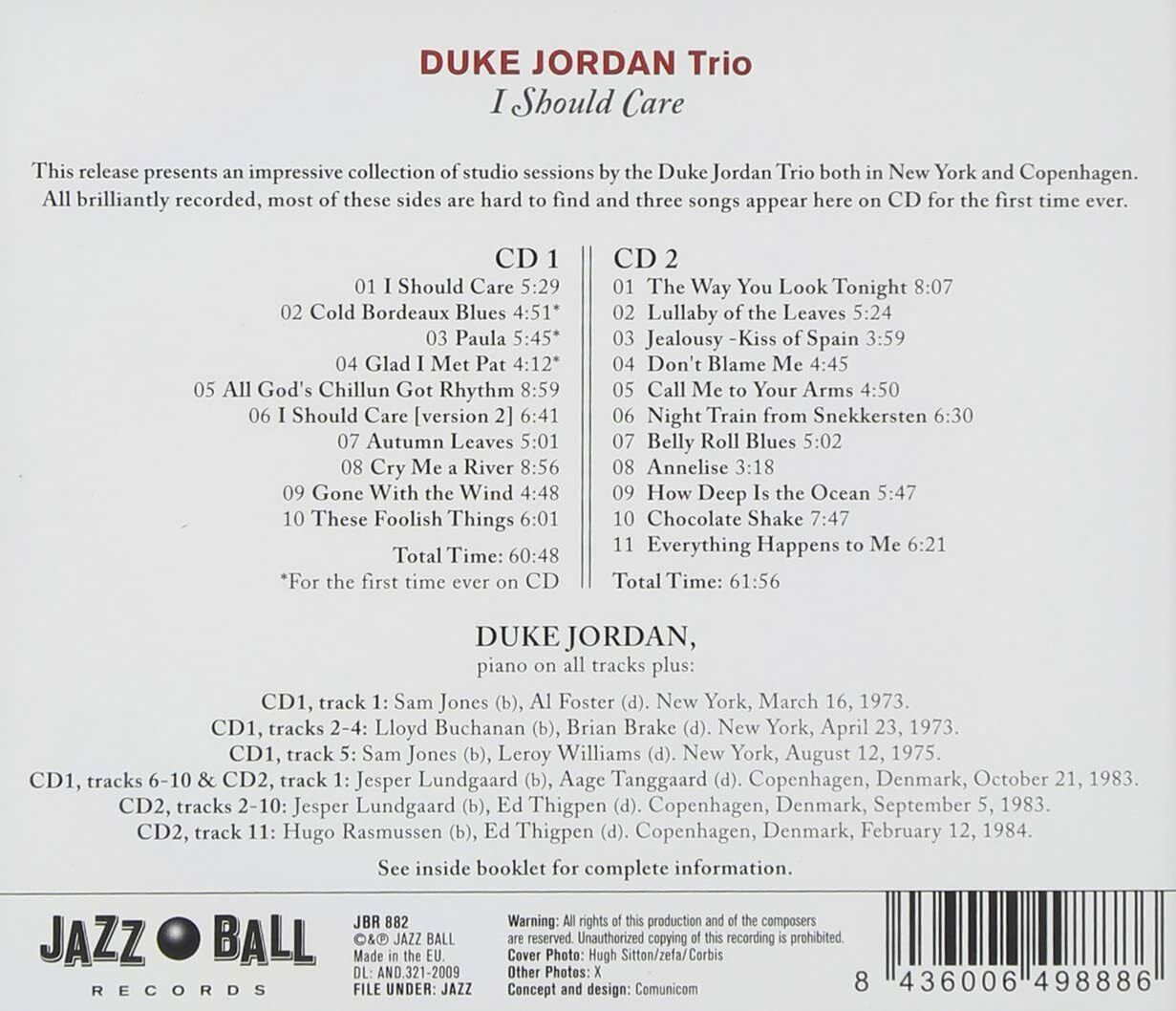 DUKE JORDAN - I Should Care - CD