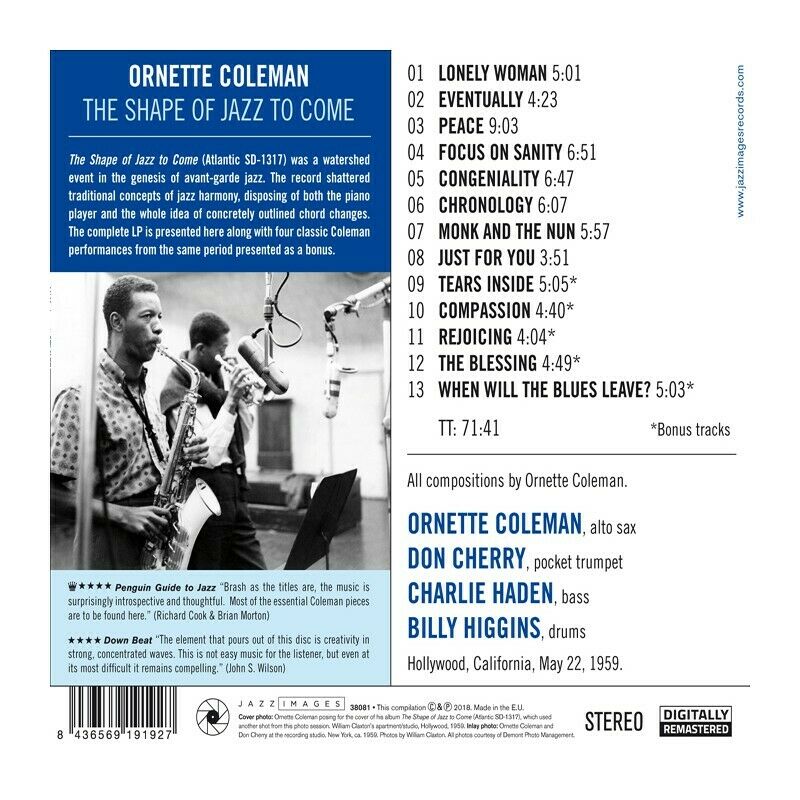 ORNETTE COLEMAN: SHAPE OF JAZZ TO COME [CD]
