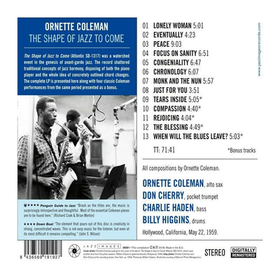 ORNETTE COLEMAN: SHAPE OF JAZZ TO COME [CD]