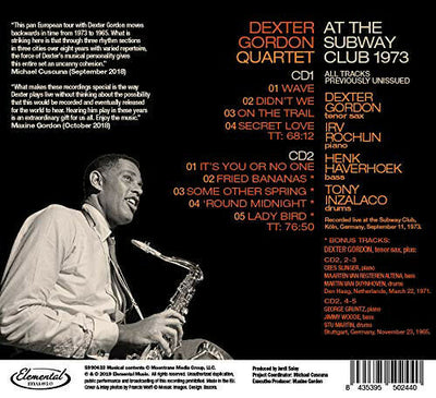 Dexter Gordon - At the Subway Club 1973 - Double CD - New