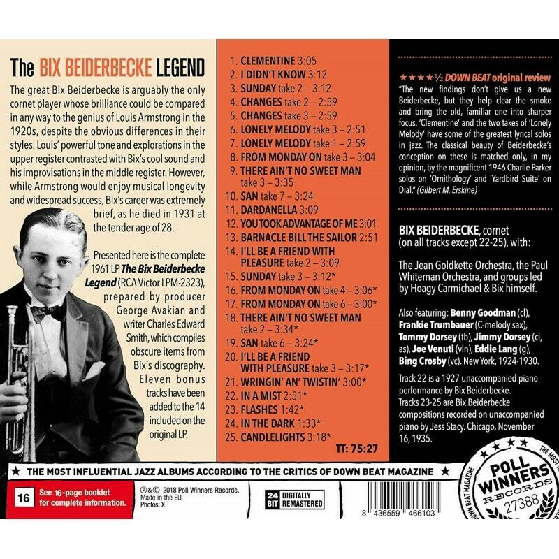 Bix Beiderbecke - Legend [New CD] Bonus Tracks, Rmst, Spain - Import