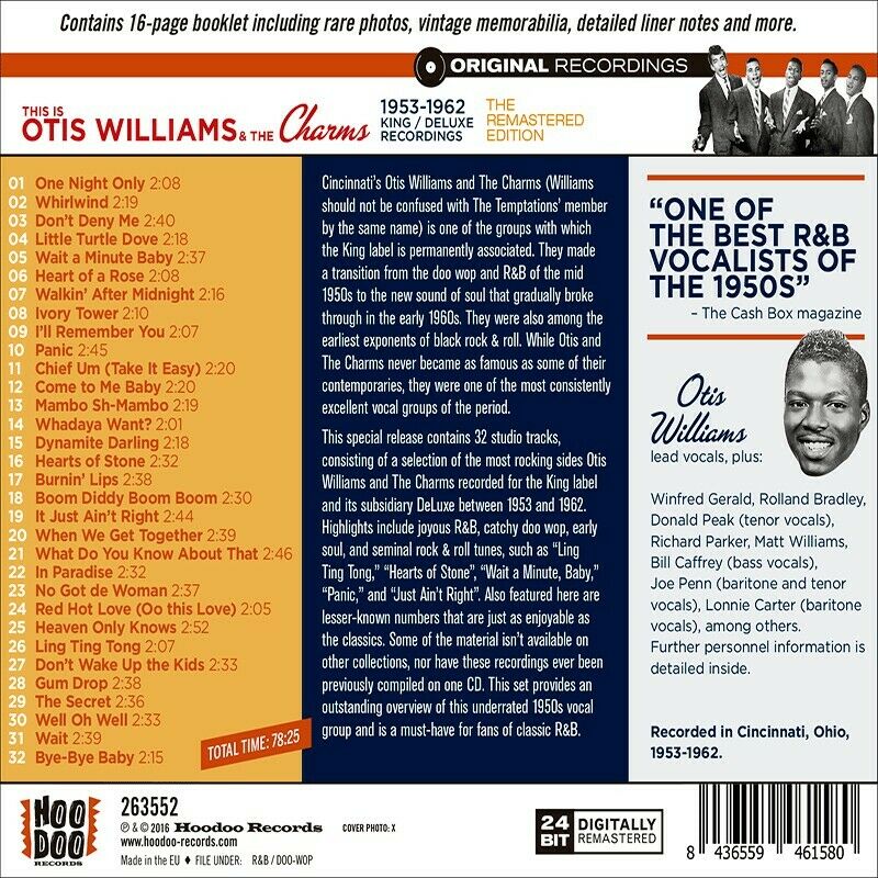 OTIS WILLIAMS & THE CHARMS (CHARMS) - 1953-1962 KING/DELUXE RECORDINGS (NEW CD)